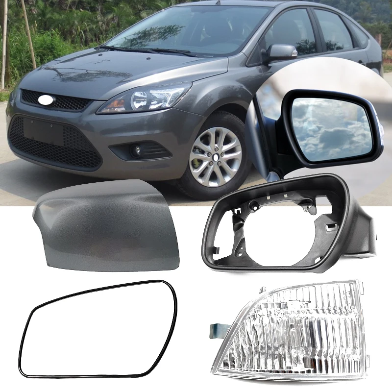 Lofty Richy For FORD Focus 2007-2013 RearView Door Mirror Side Wing  Mirror Cover Light Glass Trim Frame Support Shell Housing