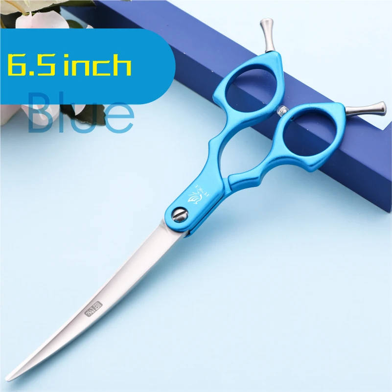 Fenice Professional JP440C&VG10 Bunte 6,0 6,5 Zoll gebogene Pflegeschere Haustierschere für Hunde und Katzen 9