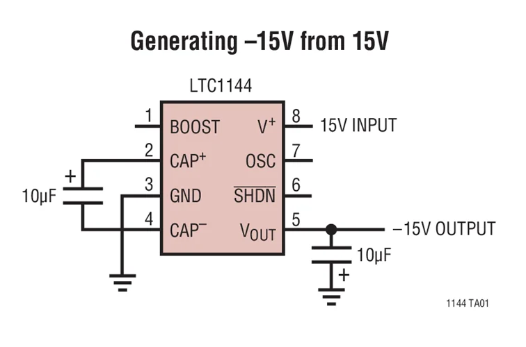 LTC1144CS8 LTC1144IS8 LTC1144 - Switched-Capacitor Wide Input Range Voltage Converter with Shutdown