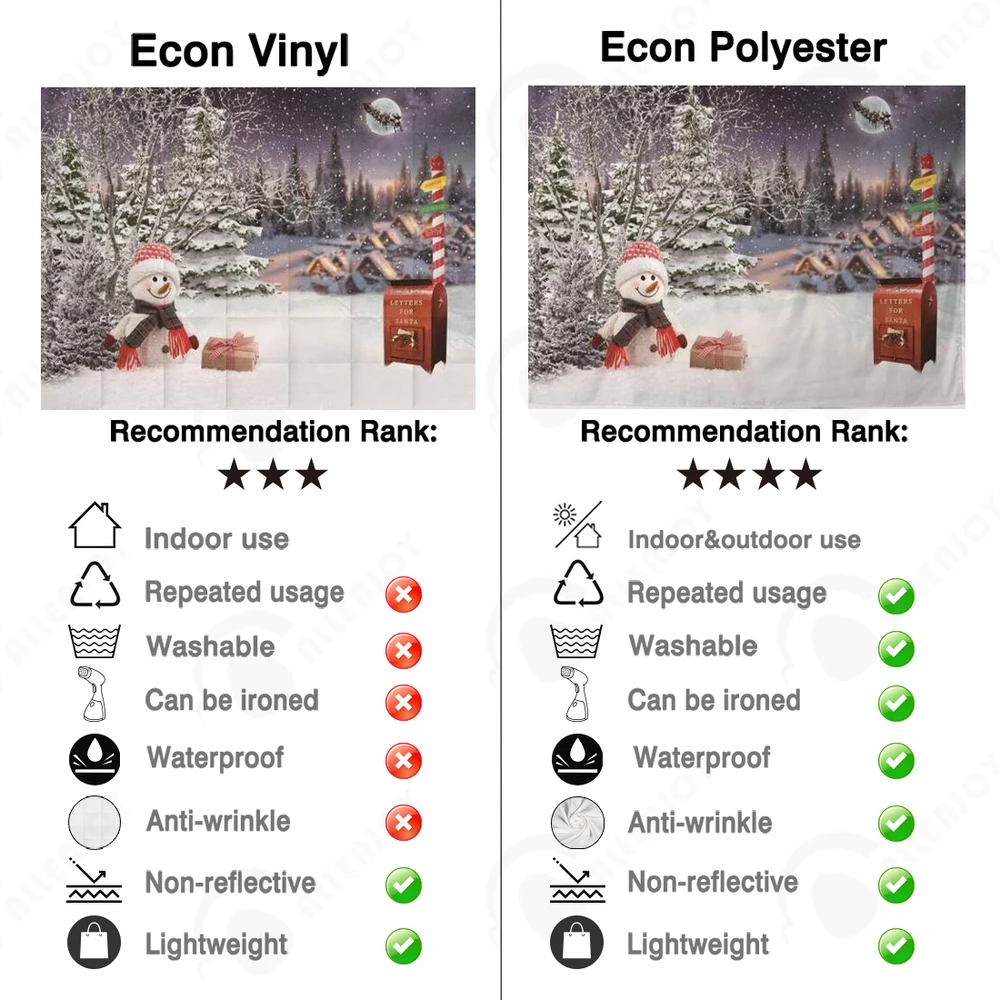 Funnytree Outdoor Weihnachten Dorf Schneemann Winter Hintergrund Nacht Mond Geschenke Mailbox Santa Wagen Bäume Neue Jahr Hintergrund