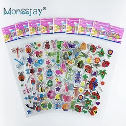 8 Sheets/Set Cartoon Insect Dragonfly Bee Ladybug 3D Puffy Bubble Stickers Lovely Baby DIY Sticker Toy for Boy Girl Gift