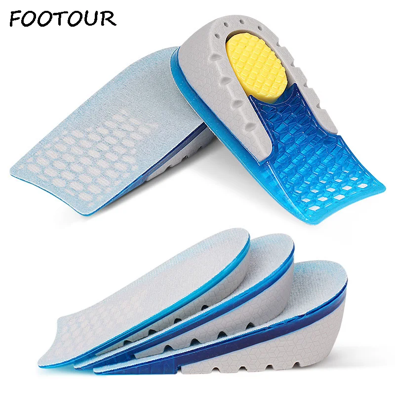 

FOOTOUR Heightening Inserts TPE Silicone Gel Insoles Heel Cushion for Feet Soles Relieve Foot Pain Protectors Spur Support Pad