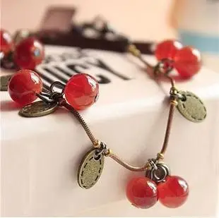 New fashionVintage sweet little cherry bracelet For Women girl Accessories jewelry wholesale