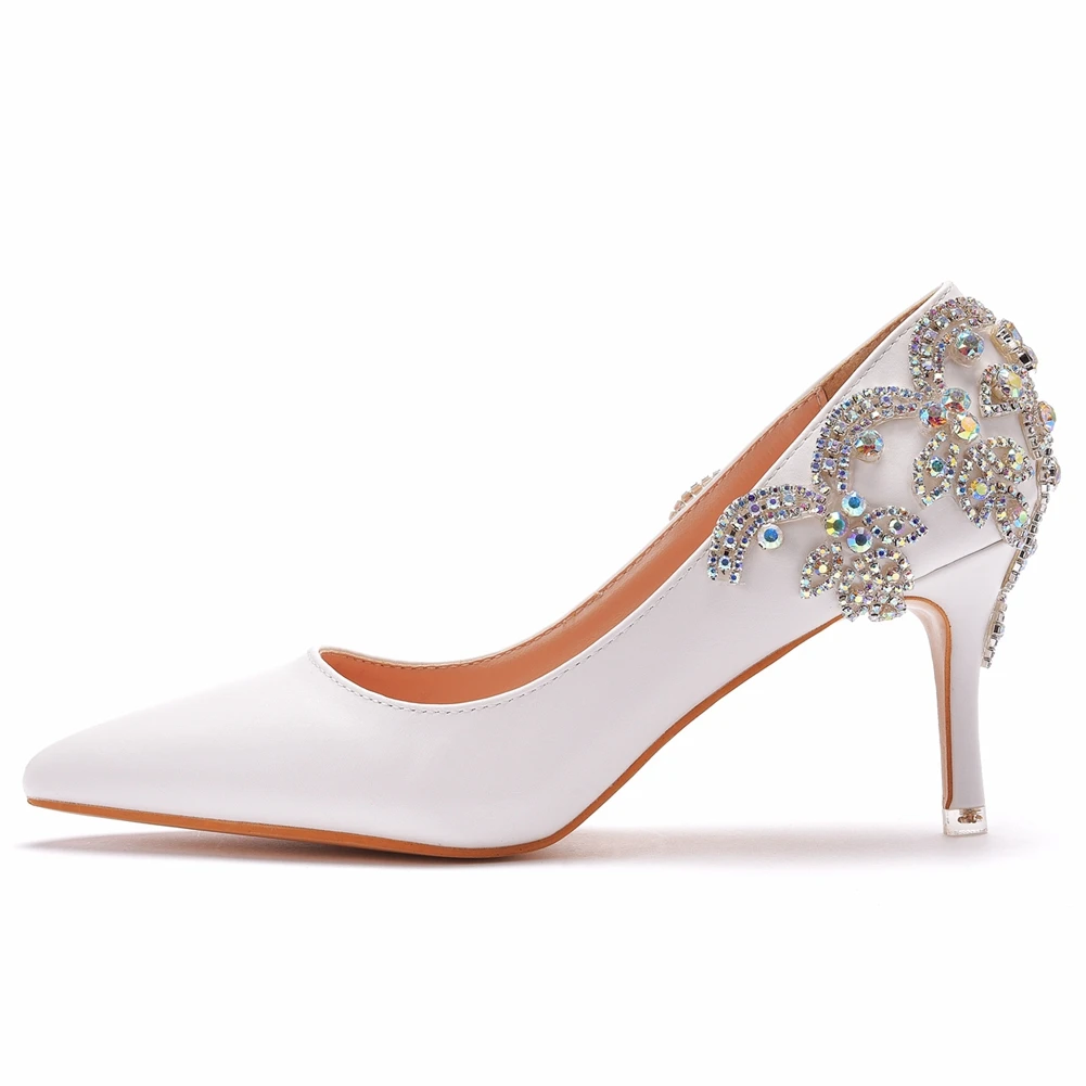 High Heels Pointed Stiletto Rhinestone Women's Dress Banquet Pumps Bridesmaid Wedding Shoes