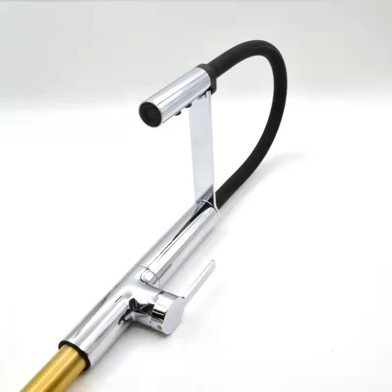 Brass Kitchen Faucet Pull Out Sprayer Dual Spout Single Handle Hot Cold Water Mixer Tap Sink Faucet 360 Rotation Kitchen Faucet