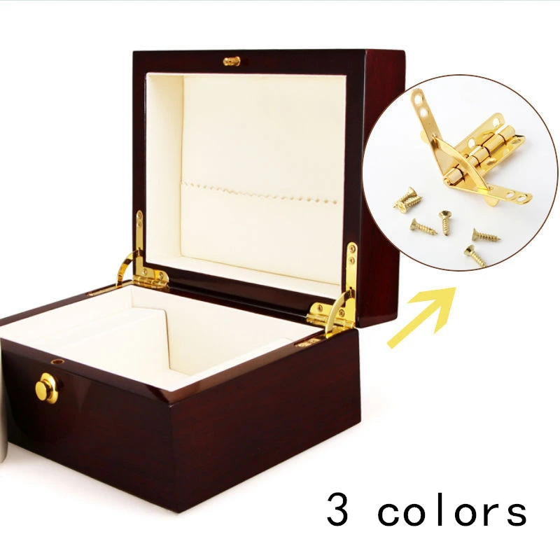 

10pcs Antique Furniture Hinges Support Frame 90 Degree Angle Spring small Hinge Jewelry Wine Case Gift box lid fittings hardware