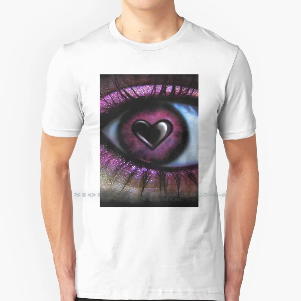 Eye Heart U 100% Cotton T Shirt Pink Sweet Eyes Happiness Emotional Hearts Devotion Valentines Lovers Infatuation Cute Pretty