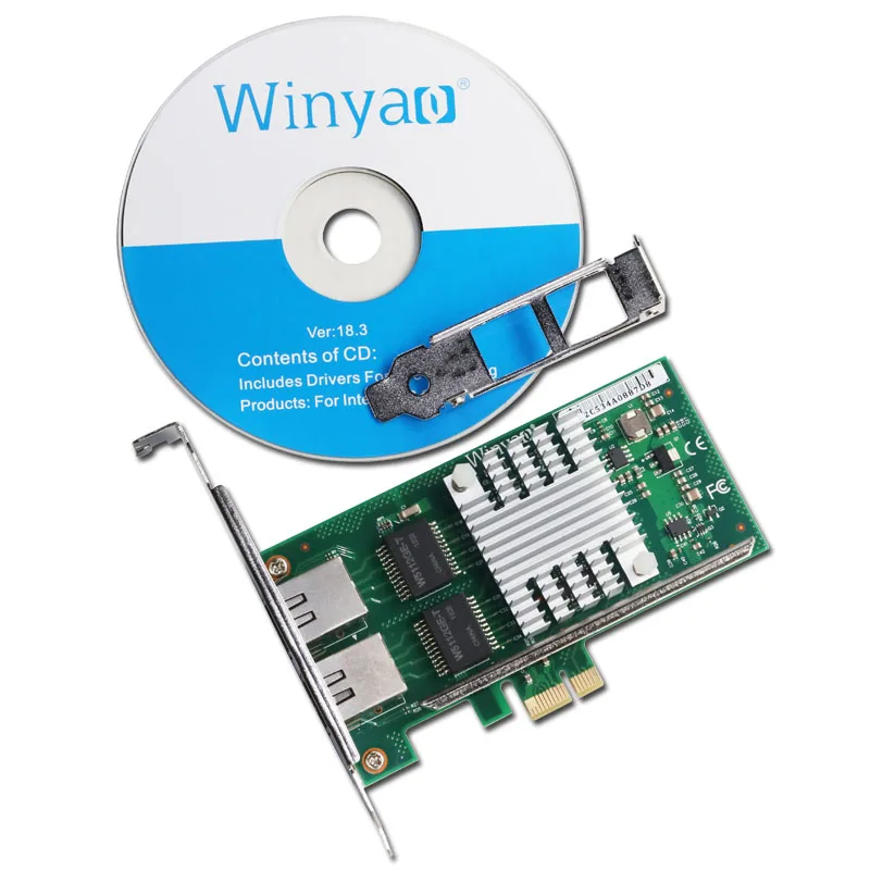 Winyao-WYI350T PCIe X1 데스크탑 듀얼 포트 기가비트 이더넷 네트워크 어댑터 카드, NIC Intel I350 칩셋 소프트 루트 1000MPXEIPV6