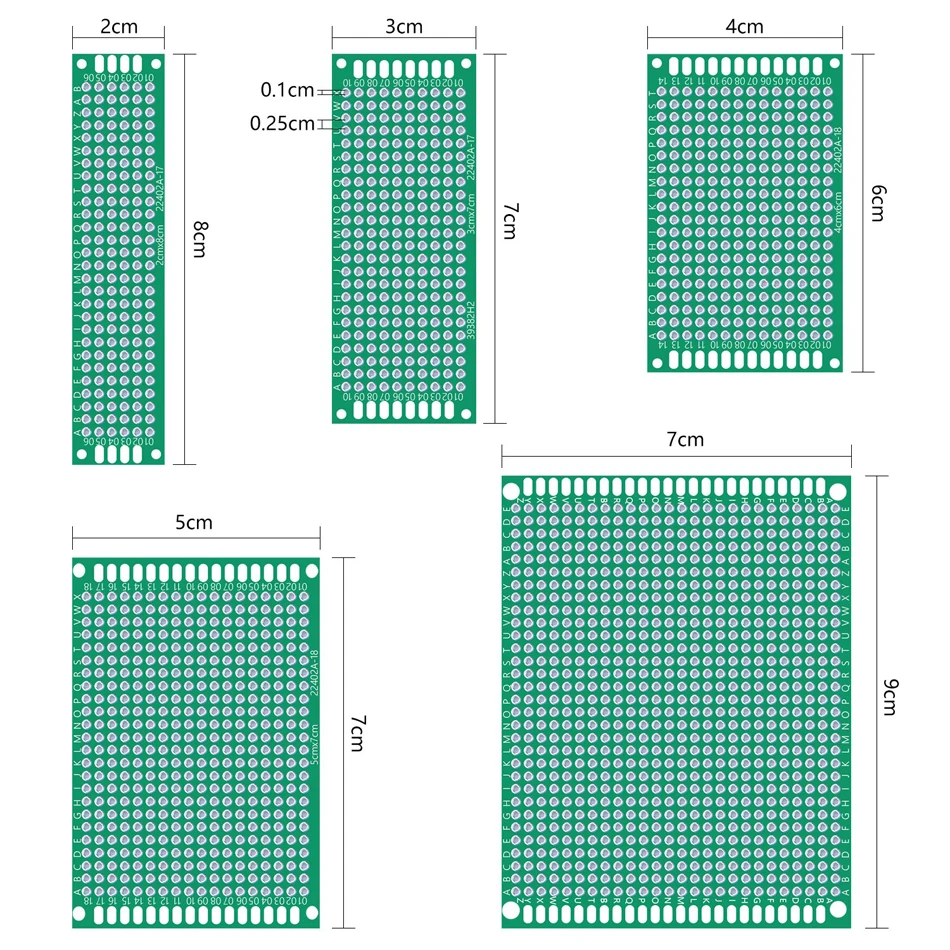 Double Sided PCB Board Prototype Kit, 35Pcs Universal Printed Circuit Board 5 Sizes for DIY Soldering Electronic Project