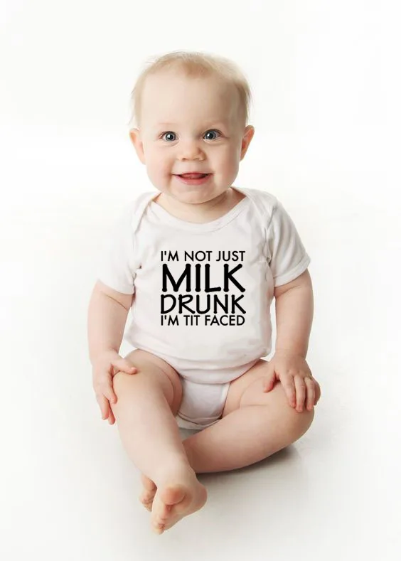 

Summer Newborn Jumpsuit I'm Not Just Milk Drunk Funny Infant Cute Bodysuits Baby Boys Girls Letter Print Playsuit Clothes