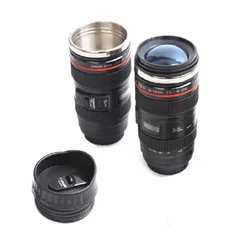 Creative Thermos Mugs Electric USB Mixing Cup Stainless Steel insulated Vacuum flasks Emulation Lens Camera Mug 450ML Thermoses