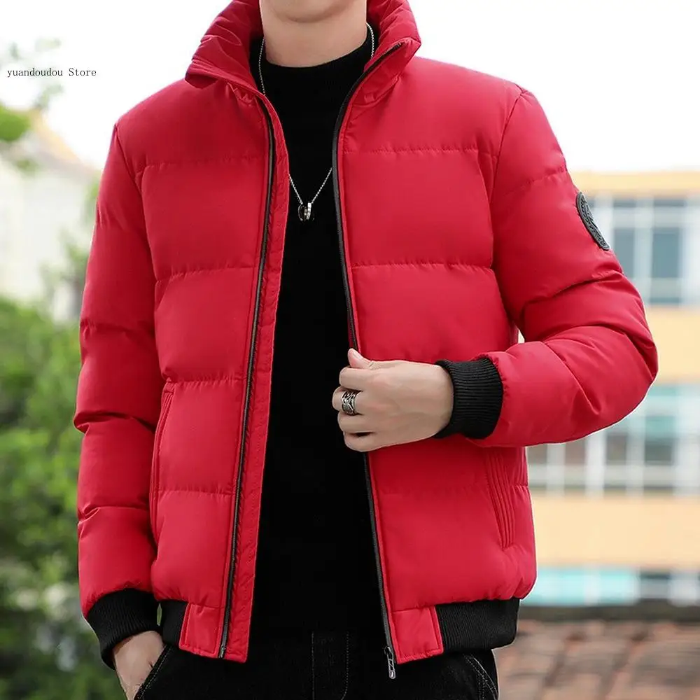 Thick Warm Coat Lightweight Men Streetwear Clothes Puffer Jacket Men Stand Collar Casual Streetwear Cotton Padded