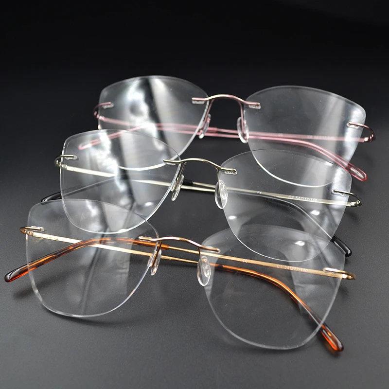 lightweight Cat Eye Rimless Titanium Alloy Glasses Frame Men 2020 New Women  Prescription  Eyeglasses Myopia Optical Eyewear