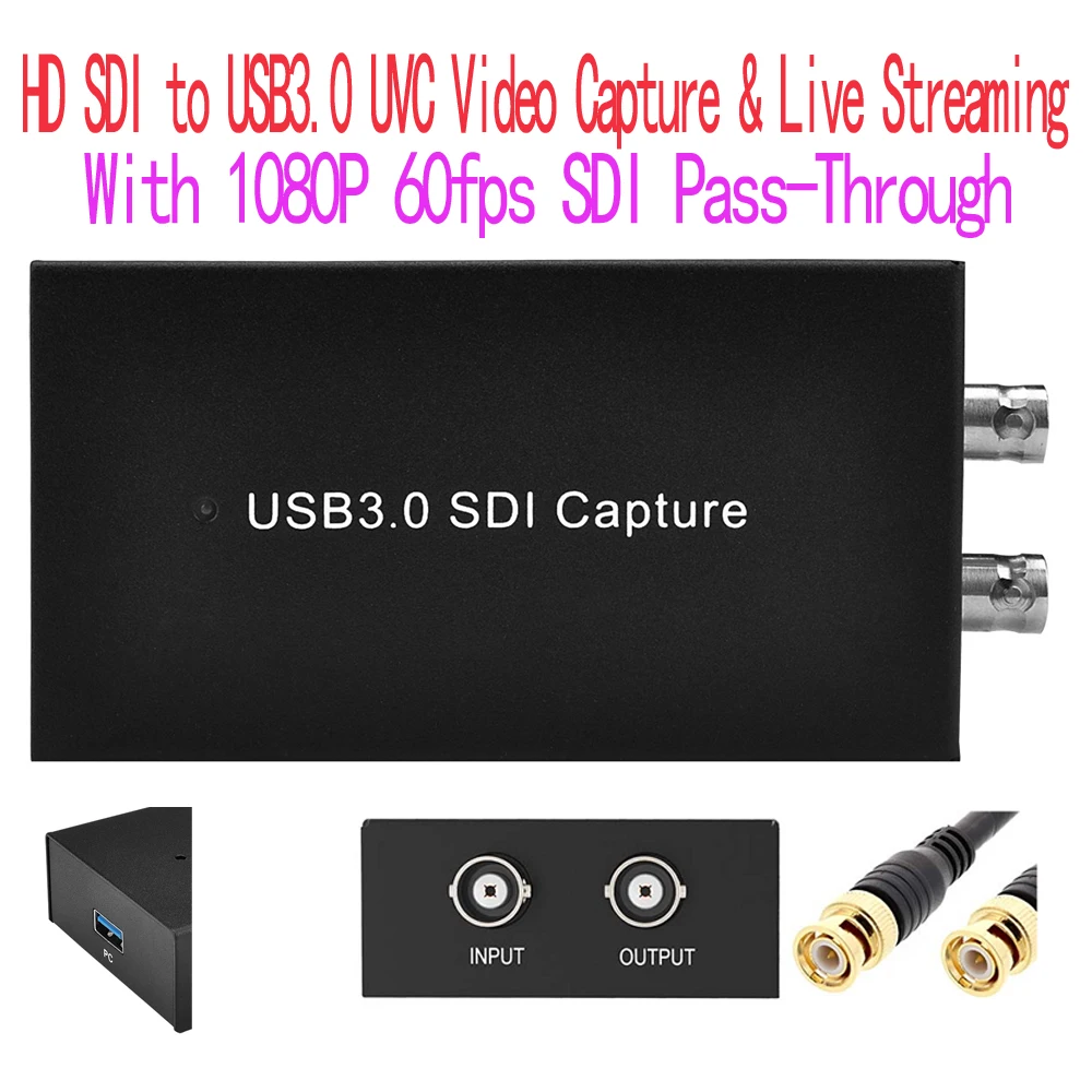 

Ezcap 262 New HD SDI to USB3.0 Video Capture Box With UVC 1080P 60Fps SDI Pass-Through Videos up to 1080P60 Live Streaming