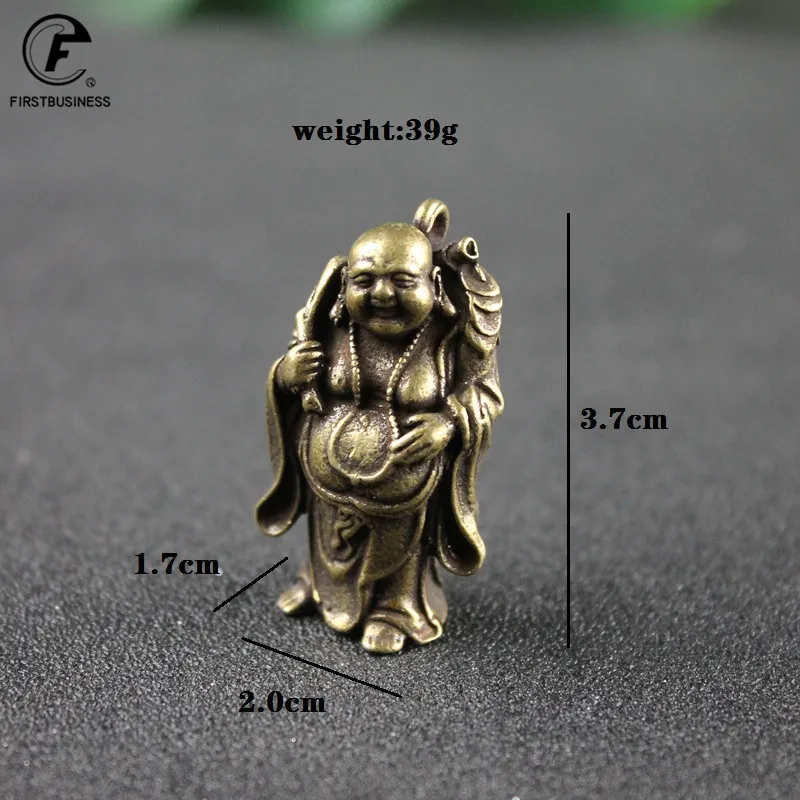 Pure Copper Smiling Big Belly Maitreya Buddha Small Statue Feng Shui Ornament Home Decoration Craft Accessory Lucky Brass Figure