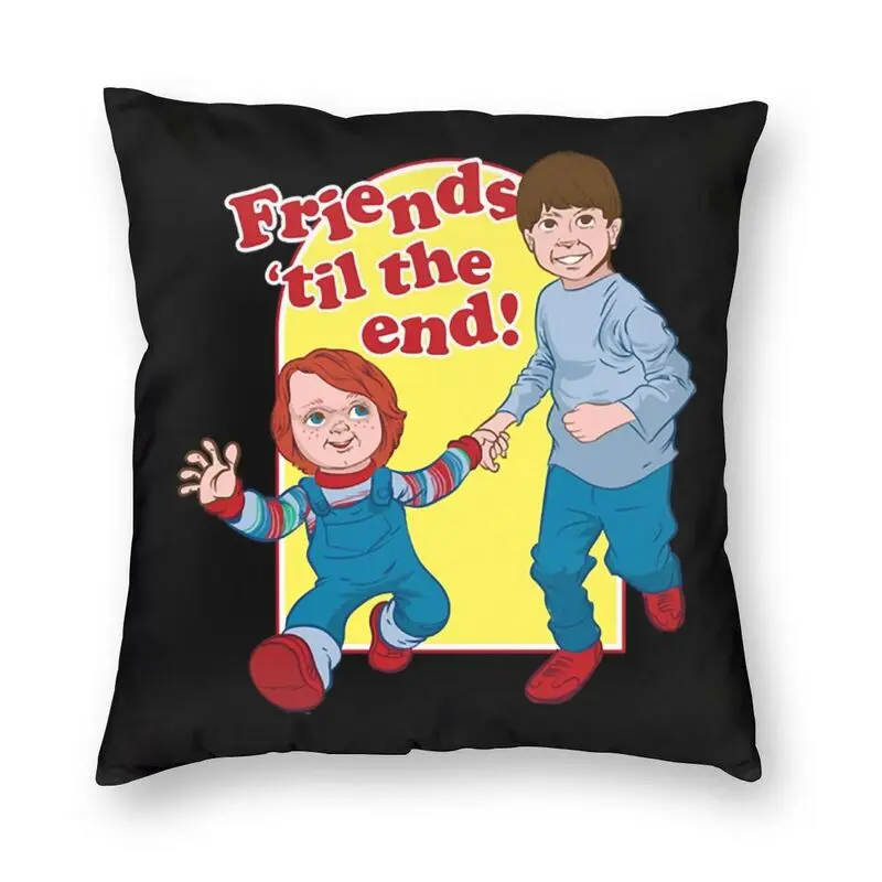 Friend Till The End Horror Chucky Square Pillow Case Decoration Child's Play Cushion Cover Throw Pillow for Car Double-sided