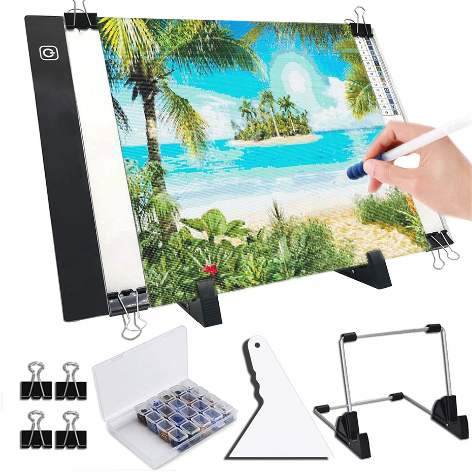 A4 Led Light Pad for Diamond Painting Tools 3 Lever Adjustable Light Table Board Pad Kits Diamond Embroidery Accessories Set