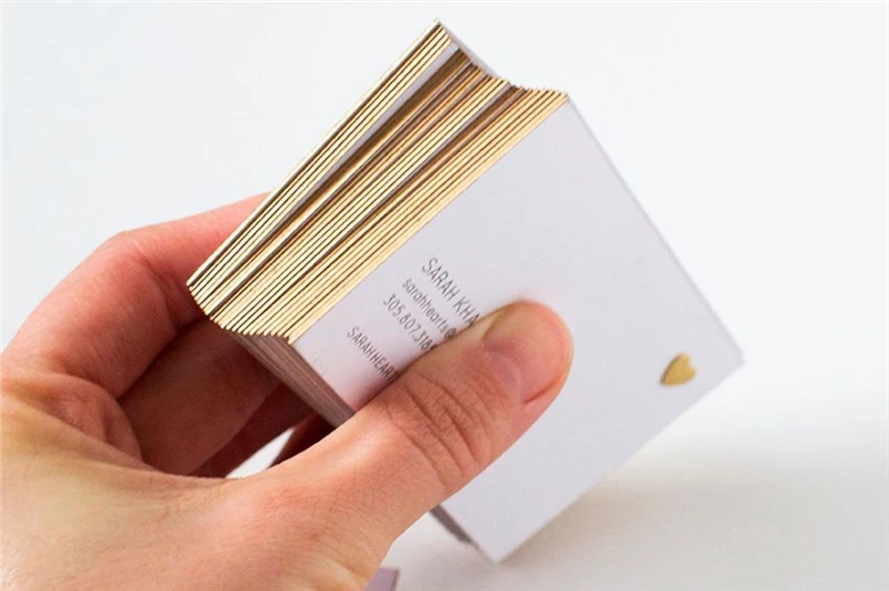 100/200pcs Custom white cards Bronzing Gold Edge Business Cards 700gsm CoatedPaper Double Side Printing Visit Card