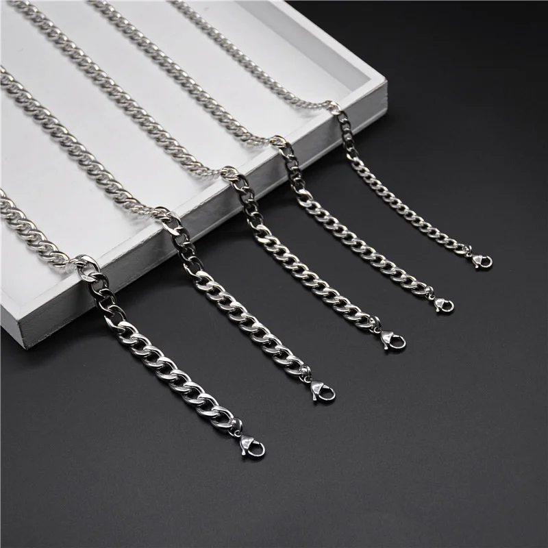 2021 Klassische Herrenkette, Breite 3 bis 7 MM, Edelstahl, Lange Halskette für Männer und Frauen, Kettenschmuck – Detail 2
