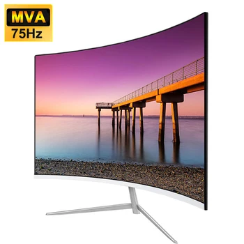 24/27 인치 곡선 75Hz 모니터 게임 MVA FHD 1080P 컴퓨터 디스플레이 2800R HDMI/VGA DCR 눈 보호 VESA 100*100 2ms 응답