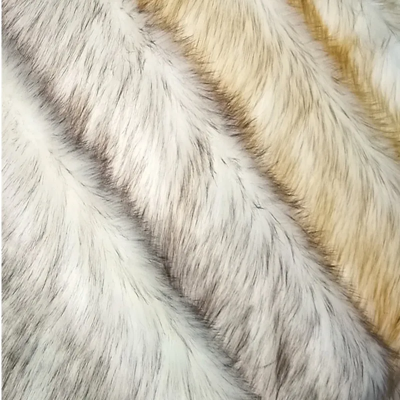 

Hot-selling fox fur white dyed black tip Faux fur fabric,DIY clothing fur collar, carpet decoration materials