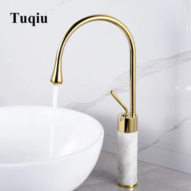 Tuqiu Bathroom Faucet Gold Marble Basin Faucet  Hot and Cold Sink Faucet Brass Faucet  Kitchen Faucet Swivel Sink Water Crane