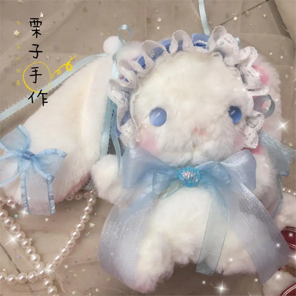 High Quality Origional Self-Made Lolita Rabbit Bag Cute SOFT Girl Long Ear Doll Change Pupil Lolita Backpack