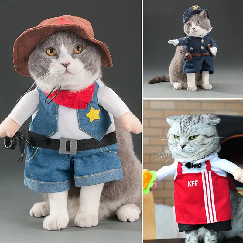 

Pet cat and dog costumes Cute funny Funny cosplay clothes Standing cross-dressing pet halloween