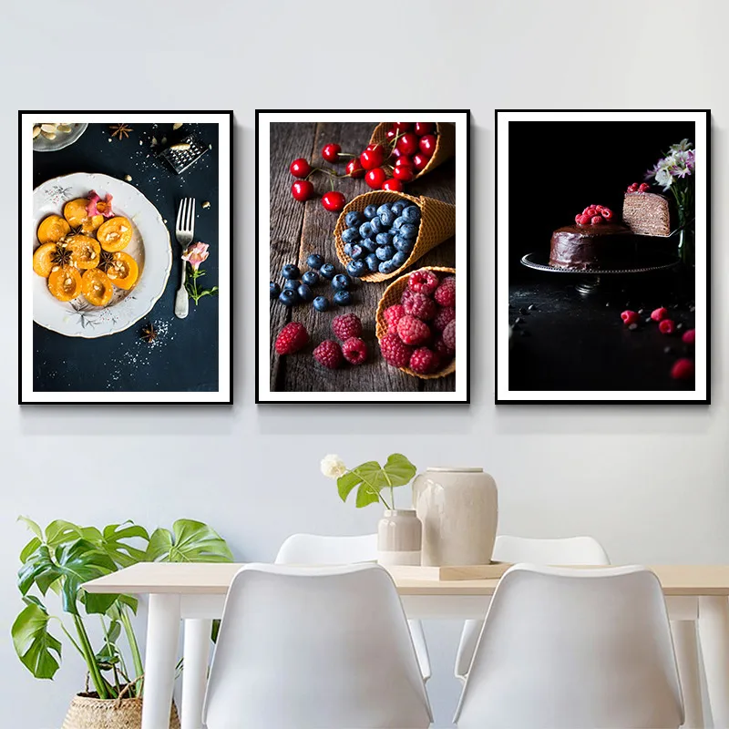 Nordic Style Dessert Fruit Photography Canvas Painting Posters Print Modern Wall Art Pictures For Dinning Room Kitchen Cafe