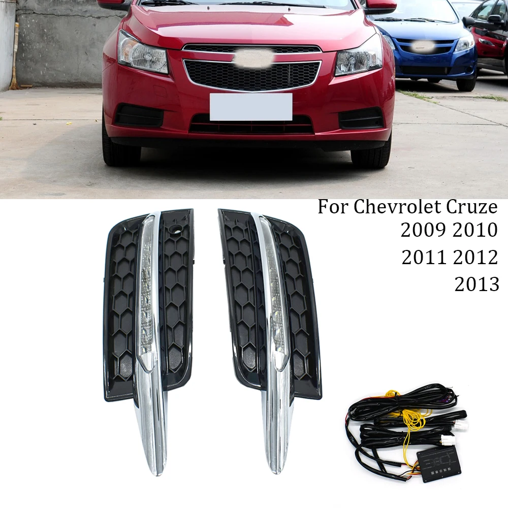 

2 Pieces Car LED 12V DRL Flashing Yellow Turning Signal LED Daytime Running Lights For Chevrolet Cruze 2009 2010 2011 2012 2013