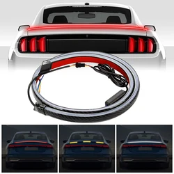 OKEEN Universal Car Carbon Fiber Led Rear Spoiler Light Trunk Lip Three Color Brake Warning Light Turn Signal Car Accessory 12V