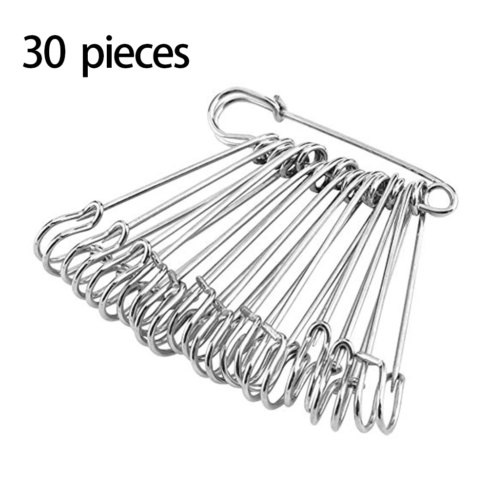 30Pcs 50mm Stainless Steel Safety Pins DIY Sewing Tools Accessory Needles Large Safety Pin Small Brooch Apparel Accessories