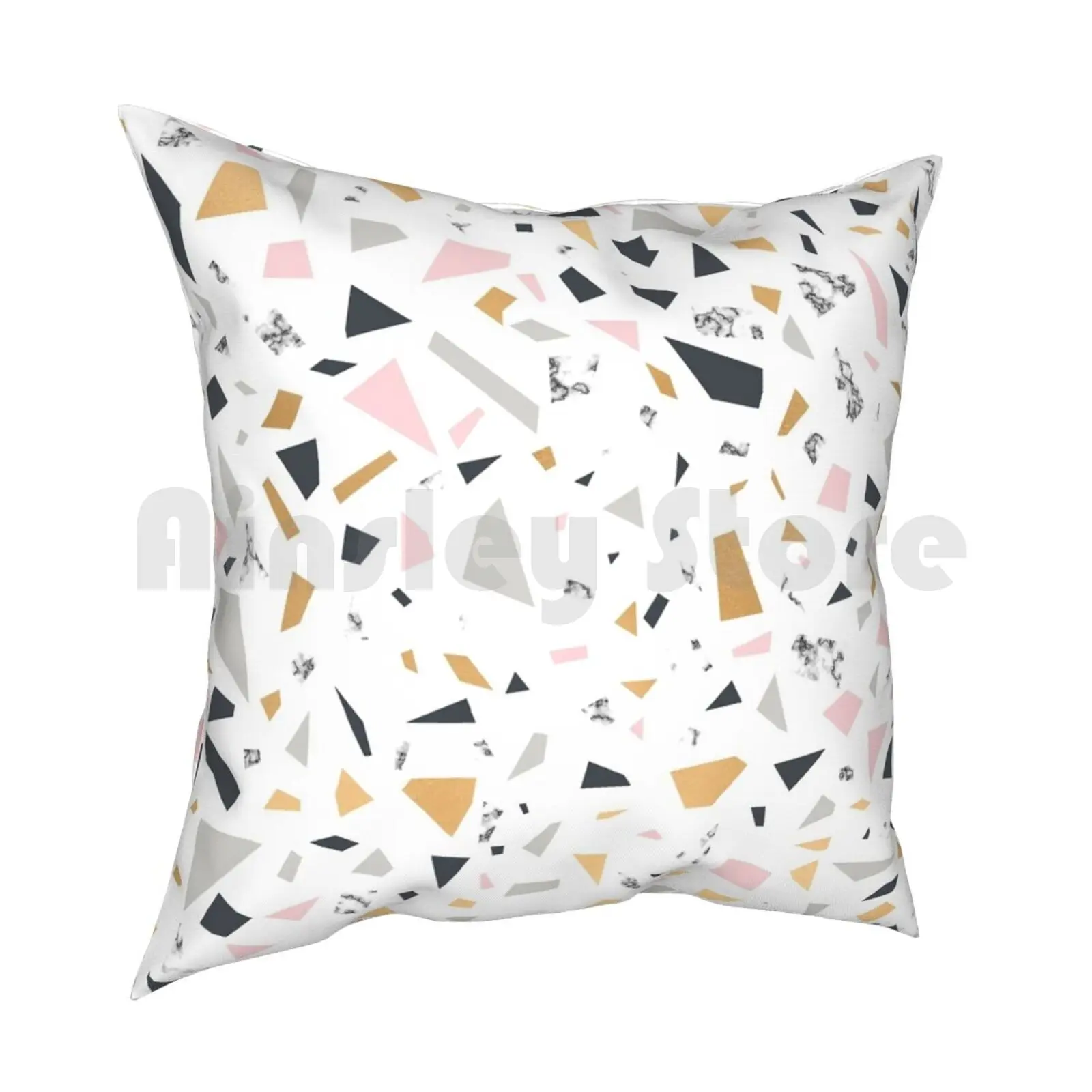 Terrazzo ( Gold & Marble ) Pillow Case Printed Home Soft DIY Pillow cover Abstract Pattern Geometric Geo Terrazzo Gold