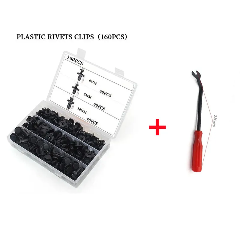 160PCS Auto Fastener Clip Car Body Fender Push Retainer Pin Rivet Bumper Door Trim Panel Retainer Fastener Kit Car Accessories