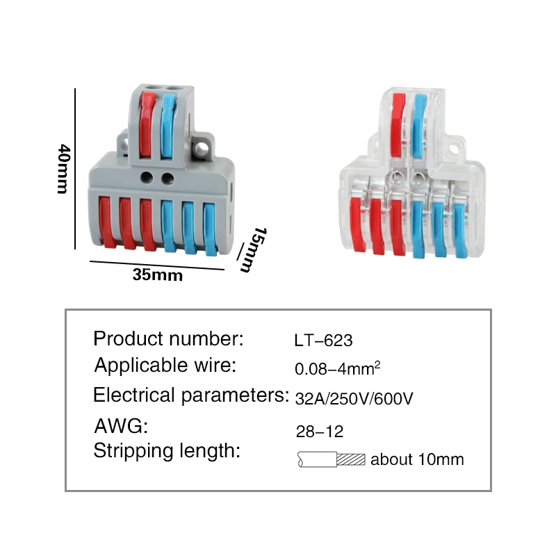 ลวด10/30/50/100Pcs LT-422ขั้วต่อลวดขนาดเล็กUniversalสายไฟขั้วต่อPush-Conductor Terminal Block