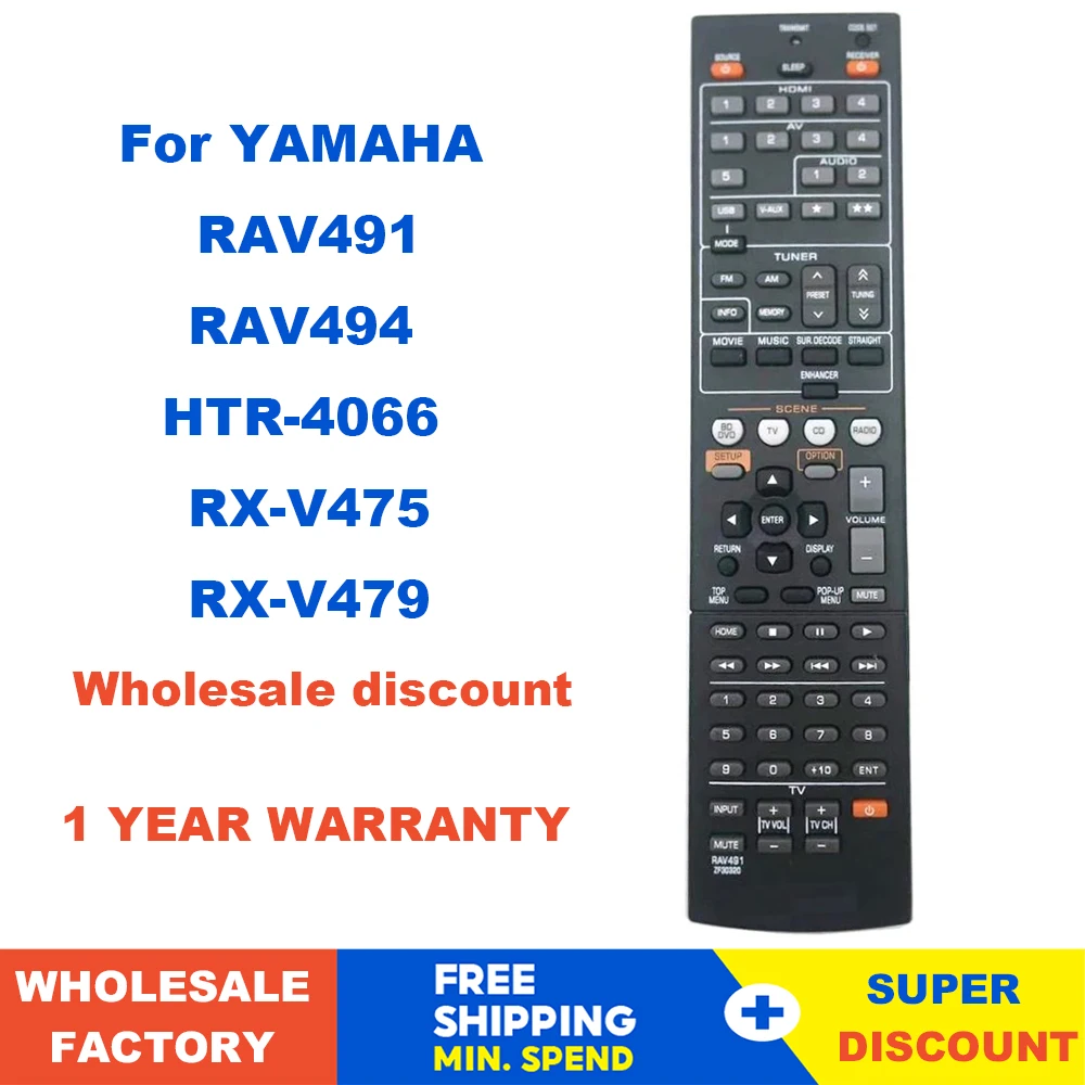 NEW RAV491 ZF30320 Remote control For YAMAHA  RAV494 HTR-4066 RX-V475 AV Receiver Radio RX-V375 ,RAV521 For  RXV377 RXV377BL