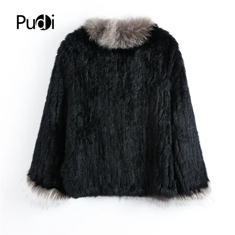 Imagem -02 - Cabolsa de Pele de Coelho Genuíno Feminino Ct907 Pudi Cabolsa com Gola de Pele Prata Verdadeira Estilo Poncho para Mulheres Cabolsa Casual e Outono