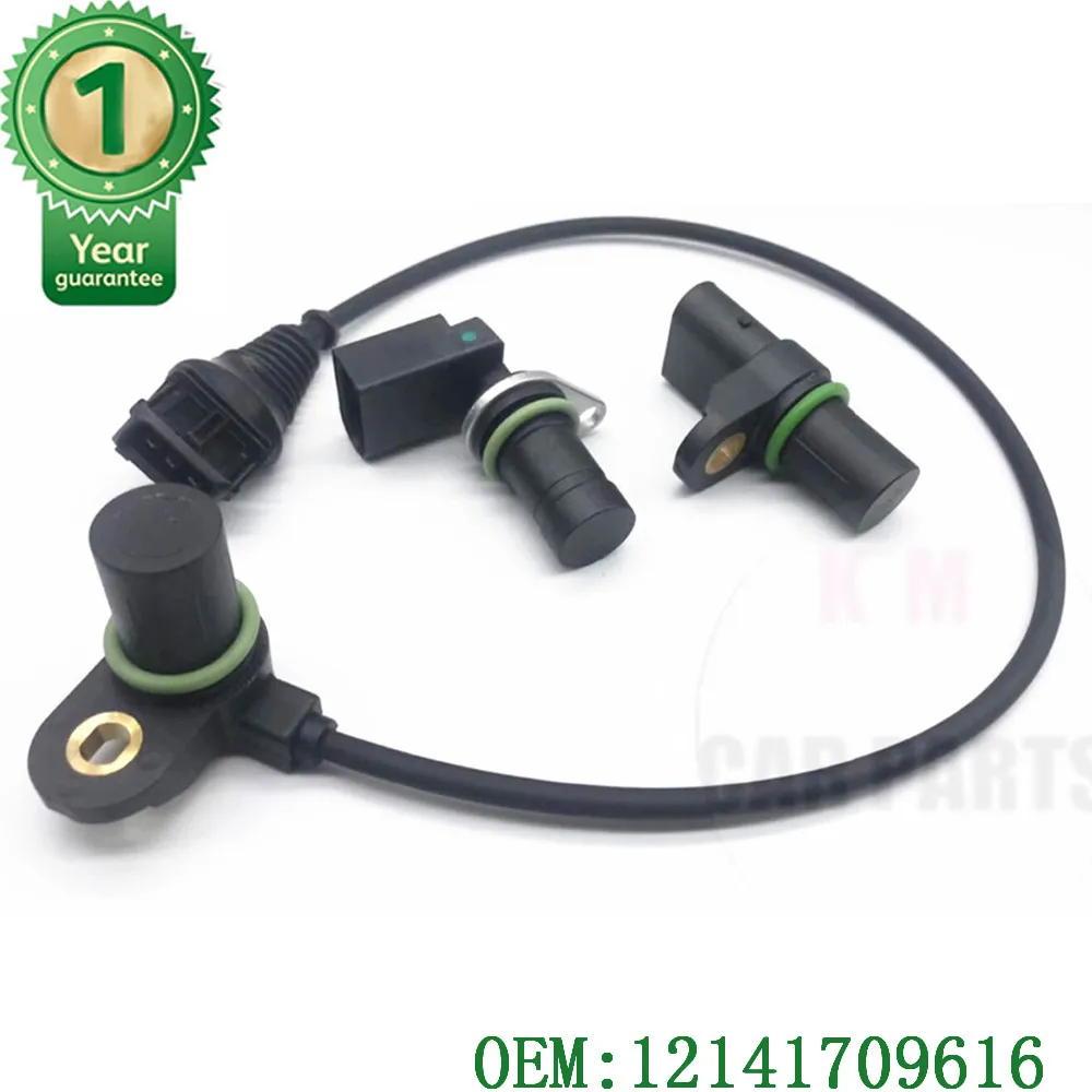 3pcs NEW Intake & Exhaust Cam Camshaft & Crankshaft Position Sensor With O-R For BMW 12147539165 12147518628 12141709616