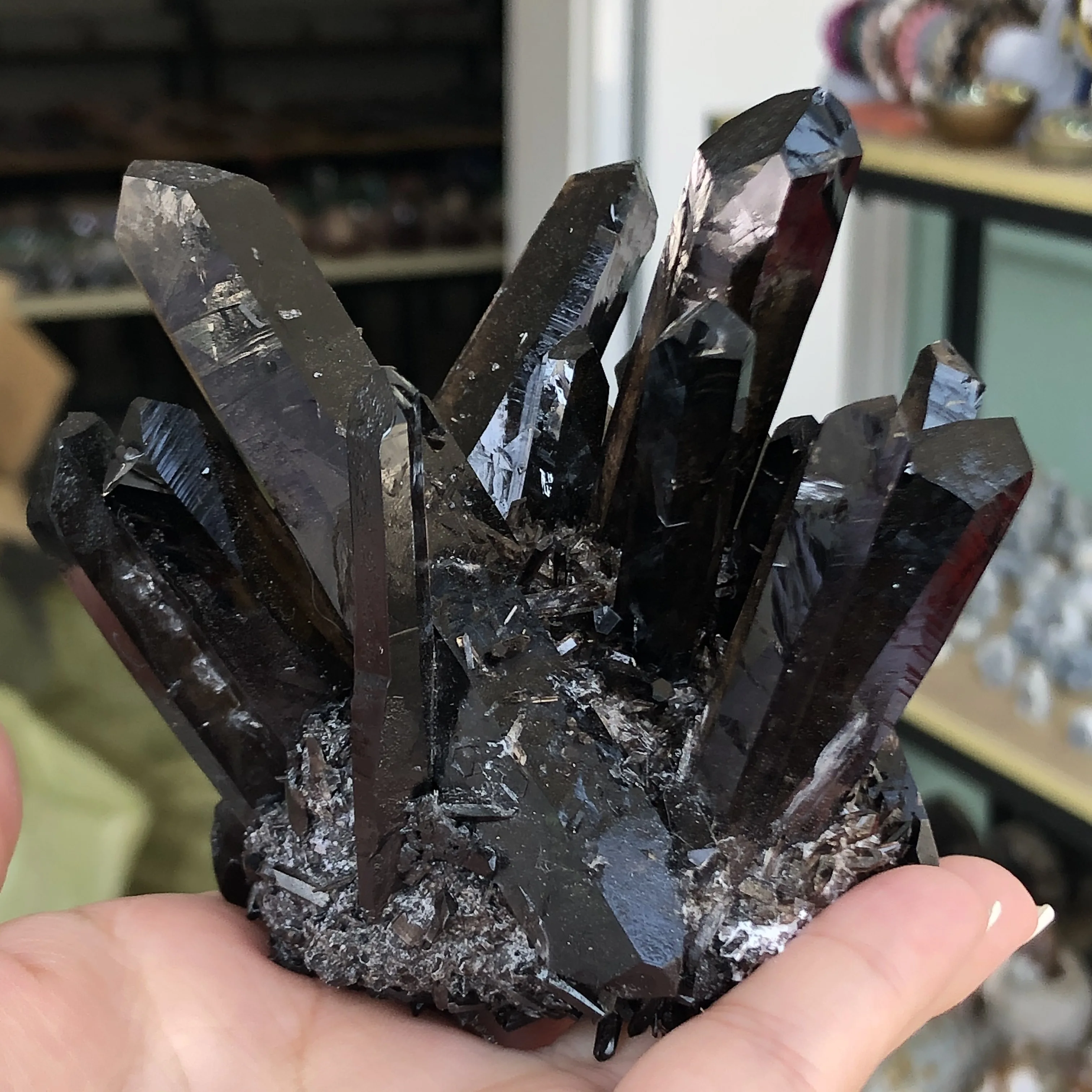 Natural Rock Quartz Crystal Cluster Black Crystal Mineral Specimen Home Decoration Healing Gemstone