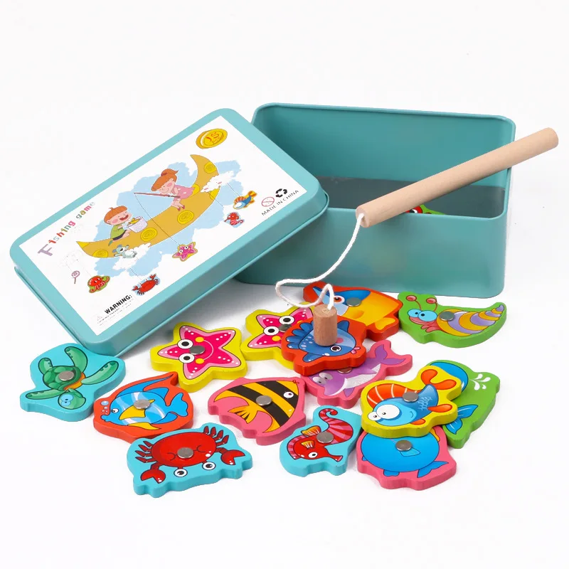 Baby Early Education Toy 3D Fishing Game Set Marine Biological Cognition Magnetic Toys Set Kids Gifts Montessori Toys