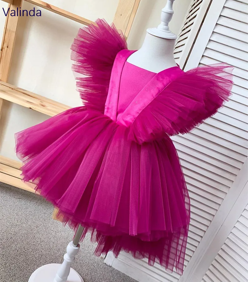 High Low Tulle Dresses Girl Birthday Party Formal Occasion Pageant Gowns Kids Clothing Attire