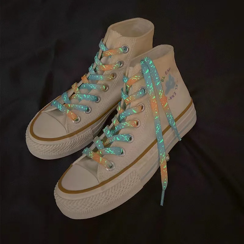 1 Paar leuchtende Schnürsenkel, leuchtende fluoreszierende Schnürsenkel für Turnschuhe, flache Spitze, Schuhe, Stiefel, Schnürsenkel, 120/140/160 cm – Detail 4