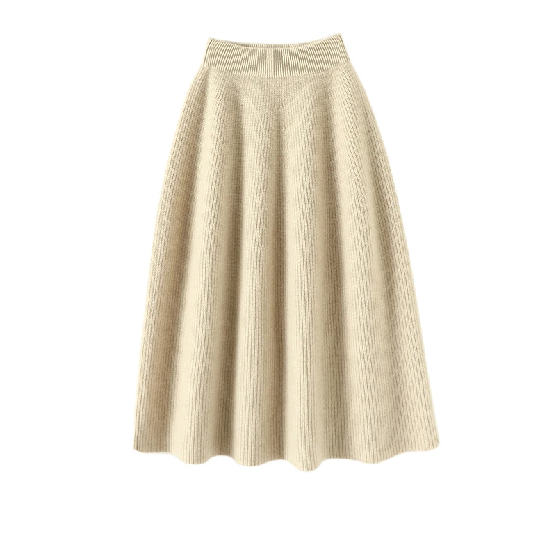 

aliaga winter ribbed knit thick 100% cashmere skirt women