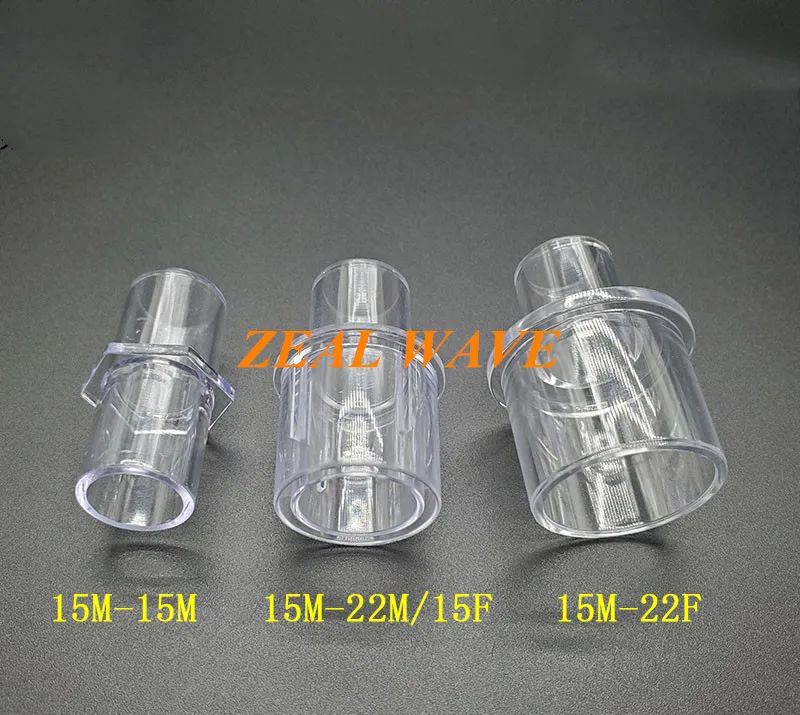 Respiratory Anesthesia Circuit Straight Connector Child Circuit Two-Way 15mm to 22mm Plastic Connector Transparent PC Material