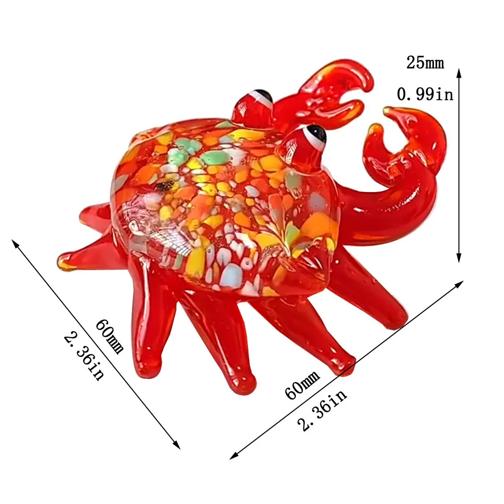 Vivid little crab Glass Figurines Handblown Glass Art Animals Collectible Sculpture Ornaments Creative Christmas Gift For Kids