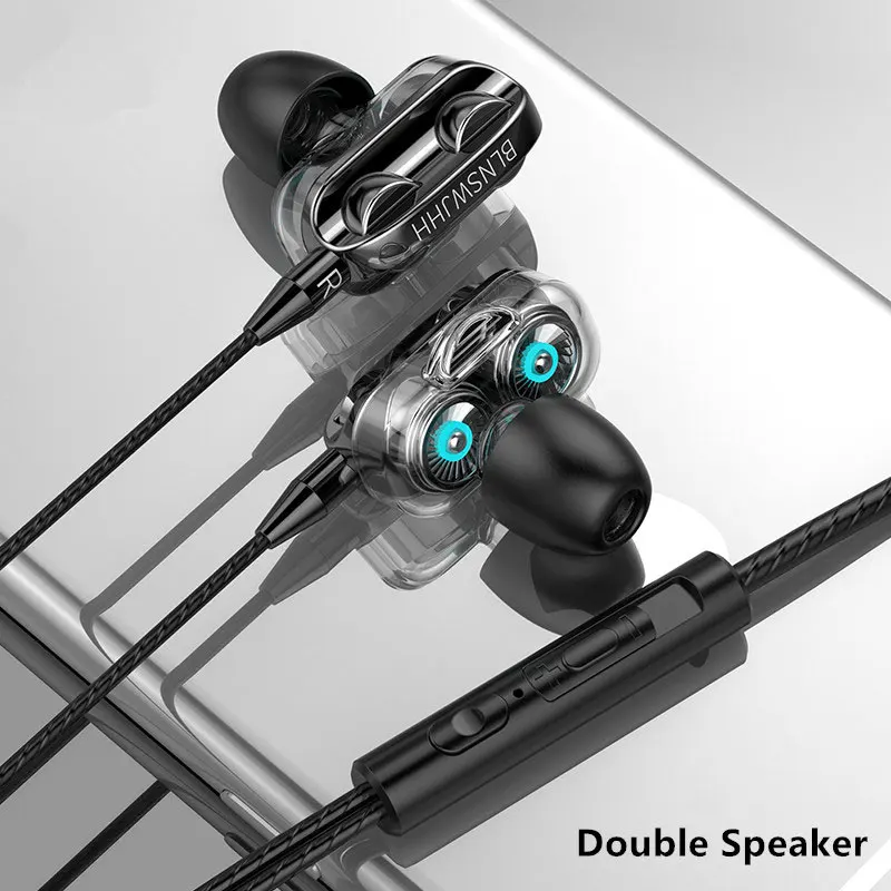 In Ear Wired Earphones Headset Gamer For iPhone Samsung PC 3.5mm Sports Headphones Dual Driver Stereo Handsfree With Mic Earbuds