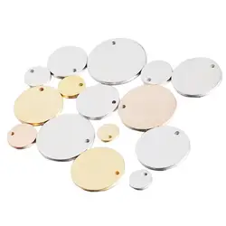 100pcs 6-35mm Stainless Steel Charms Round Dog Tag Pendant Stamping Blanks Pendants For Necklaces DIY Jewelry Making 3 Colors