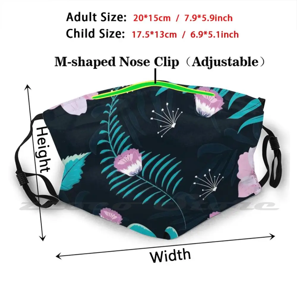 Midnight Washable Trending Customized Pm2.5 Filter Mask Flowers Flower Floral Floralpattern Night Midnight Beauty Beautiful