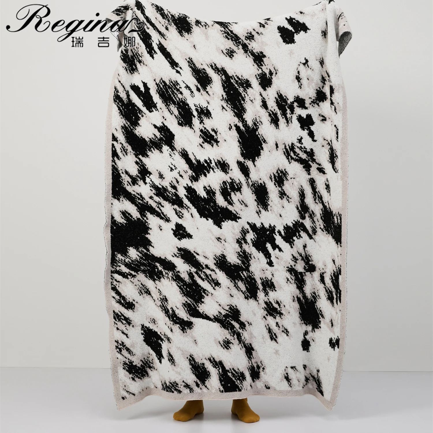 REGINA Ink Wash Painting Knitted Blanket Super Soft Cozy Downy Microfiber Bed Quilt Blanket Room Decoration Sofa Plaid Blanket