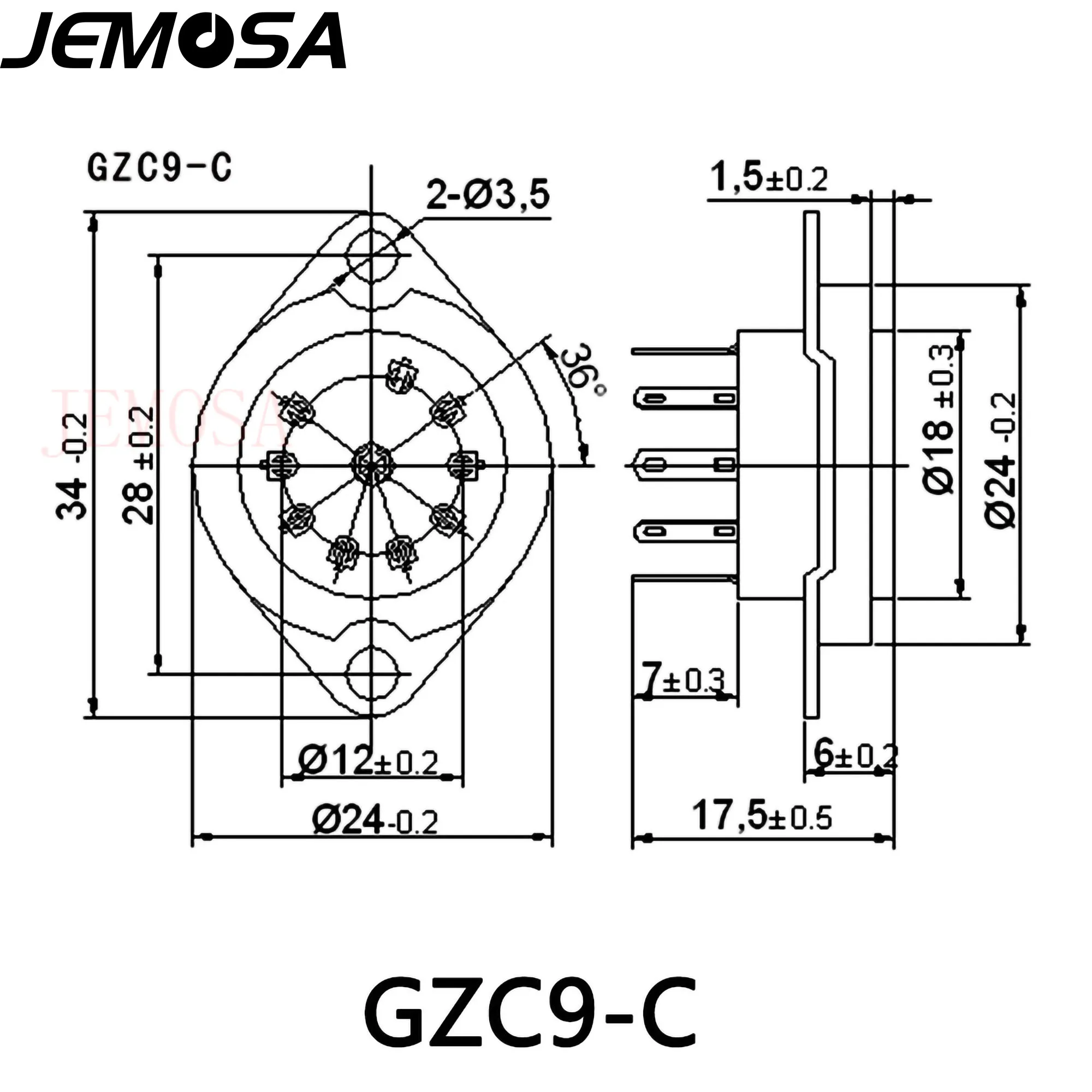 9pin Ceramic tube sockets GZC9-C B9A Valve Tube Base for 12AX7 ECC83 6922 ECC88 EL84 ECC82 12AU7  Vaccum Tube Amplifier Hifi